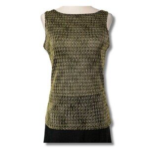 RICKI'S Vintage black olive green gold chevron woven tank top ~ XS SMALL shirt